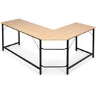COSTWAY Bureau d’Angle Style Industriel Table Gaming en Bois avec 6 Pieds Réglables Métal Naturel Support Séparé, 168x125x74 cm