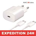 ZISONIX Chargeur Rapide USB-C 25W - Samsung - Compatible Galaxy S23/S22/S21/Note 20 - Câble 2M - Sécurité