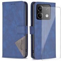 Verre trempé+Coque pour Xiaomi Redmi Note 13 4G,Housse Etui Protection en Cuir PU Portefeuille, [Ranges Cartes] [Support] -Bleu