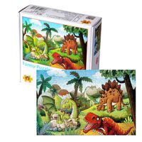 Puzzle Enfant Dinosaure 100 pieces - Tyrannosaure et Stégosaure, 25,4*38,1cm, 500g, Papier - Puzzle de Paradis de Dinosaures