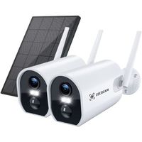 COCOCAM Lot de 2 Caméra Surveillance sans fils 2K 3MP Wifi Solaire Extérieure avec Batterie Rechargeable et 1 Panneau Solaire