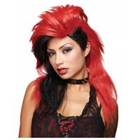 Perruque Punk Rock Rouge-Noir - HORRORSHOP - Accessoire de costume pour Halloween