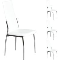 Lot de 4 chaises de salle à manger DORIS - IDIMEX - Blanc - Piètement chromé - Revêtement synthétique