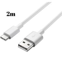 Cable USB-C pour Samsung A22 4G - A22 5G - A03S  - Cable chargeur Type USB-C Blanc 2 Mètres Phonillico®