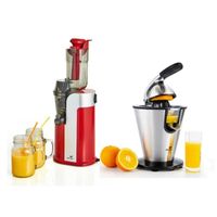 SENYA Set petit-déjeuner - Extracteur de jus rouge Healthy Juicer + Presse-agrumes électrique inox Vitamin Ready