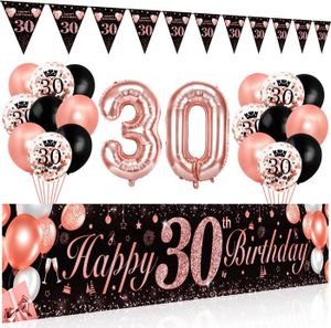 Décoration Anniversaire 26 Ans Femme - Kit Ballons Et Accessoires Rose Gold Et Noir - Pour Fête Et Gâteau - 5