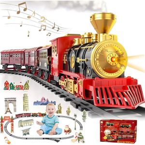 Train électrique à Vapeur Avec Télécommande – Fumée, Sons, Lumières – Rails, Wagons Et Panneaux – Cadeau Noël