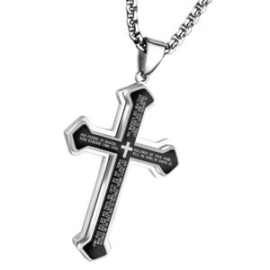 Collier croix simple pendentif Bible verset Rap longue chaîne collier Bling 24 