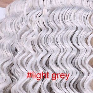 PERRUQUE - POSTICHE light grey 16 inches  -Extensions capillaires synthétiques Deep Wave couleur dorée pour femmes, tissage en fibre, 70g-pièce