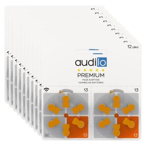 PILES Piles auditives Audilo Premium Taille 13 (PR48) - Un lot de 120 piles auditives / 10 Plaquettes