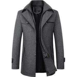 Veste Longue Homme,Hommes Automne Et Hiver Couleur Unie Trench Manteau  Hommes Dragon Moyen Long Manteau Veste Longue Homme Manches Longues :  : Mode