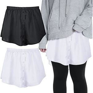 Lot de 2 rallonges de chemise pour femme - Rallonge de chemisier pour femme  - Mini jupe pour femme (noir, blanc), Noir/blanc, M : : Mode