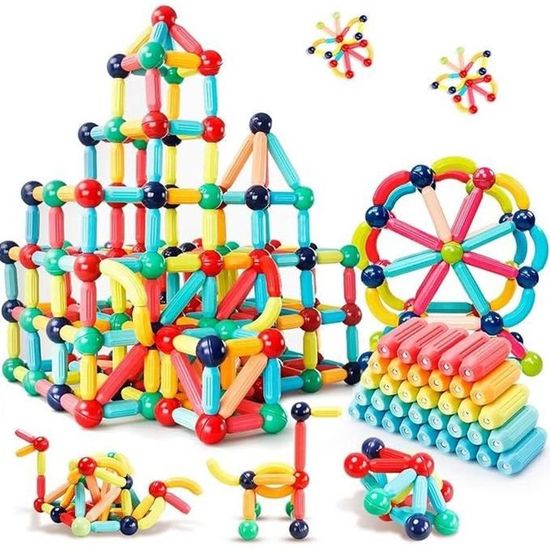 Panneau Magnétique De Construction LUDI - 27 Pièces Aimantées, 2D/3D, Pour Enfants Dès 2 Ans