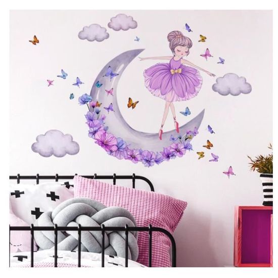 Autocollants Muraux De Lune De Fille, De Ballons, Pour Chambres D