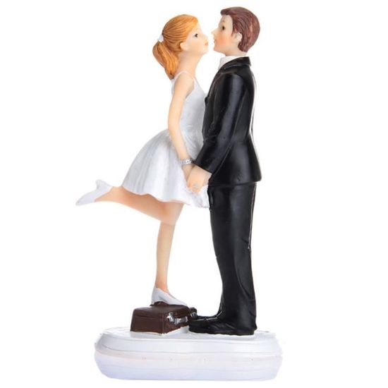 Figurine Mariés Pour Gâteau – Résine Peinte – Décoration Mariage – 15 X 6 X 10 Cm – Cadeau Original