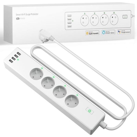 Multiprise Connectée (Type E), Prise WiFi Compatible avec Apple HomeKit,  Siri, Alexa et Google Home (4 AC Prises et 4 USB Port[30] - Cdiscount  Bricolage