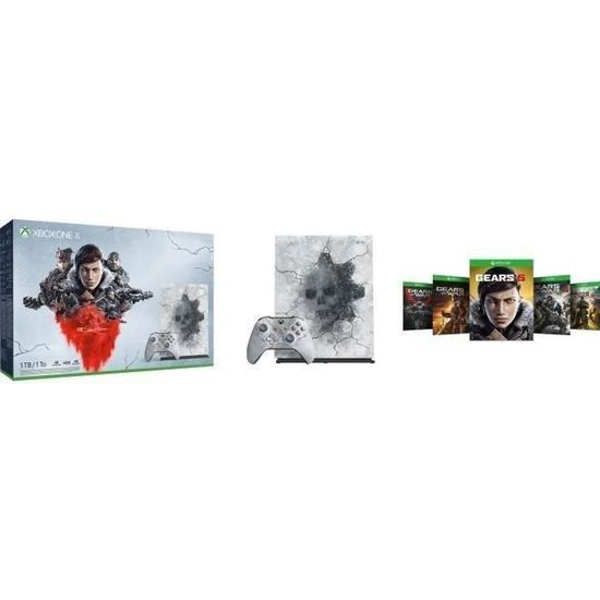 Xbox One X 1 To Edition Limitée + 5 jeux Gears of War + 1 mois d'essai au Xbox Live Gold + 1 mois d'essai au Xbox Game Pass