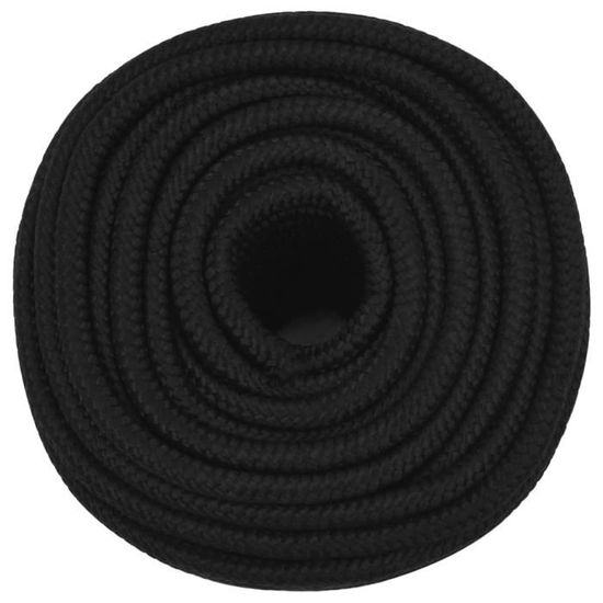 Corde De Travail Polyester Noir 12 Mm – 100 M, Résistance 1900 Kg, Pour Jardin, Bricolage, Atelier