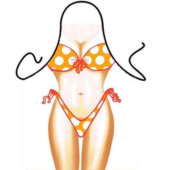 Tablier de cuisine humoristique Femme Bikini Orange à pois blancs - Sexy  Deguisement Humour - 175 - Cdiscount Maison