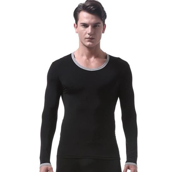 Ranrann T-shirt Thermique Manches Longues Pour Homme - Coupe Slim, Col Haut, Idéal Automne/hiver, Sport, Quotidien - Tailles S à 3XL - 4
