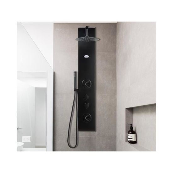 Colonne de douche hydromassante JUBIDA noire 20*130 cm Cdiscount