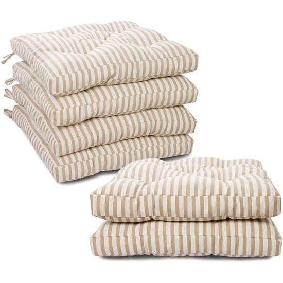 Coussins De Chaise 40x40 Cm - Lot De 2/4/6/8 - Avec Sangles Antidérapantes - Pour Intérieur Et Extérieur - 4