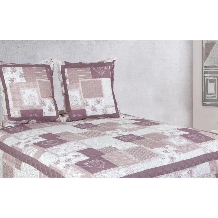 Couvre lit Boutis Microfibre Façon Patchwork Violine 2020-230x250cm