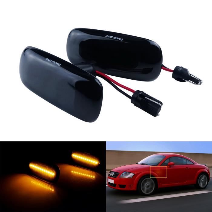 2x Jaune LED Feux Clignotant Répétiteur Noir lentille Pour Audi TT(8N), A2(8Z), A3 S3(8L),A6 S6 RS6(C5/4B),Allroad quattro