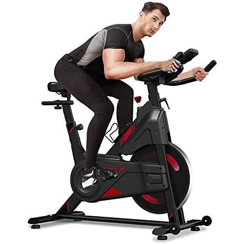 Vélo d’Appartement Fitness Silencieux Écran LCD, avec Siège, Poignée et Résistance Réglables, Porte-Bouteille au Domicile, 120KG