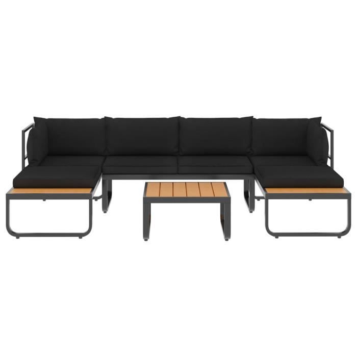 Haute qualité Canapés d'angle de jardin 4 pcs et coussins - Sofa Divan Canapé Confortable Banquette de jardin Aluminium et WPC