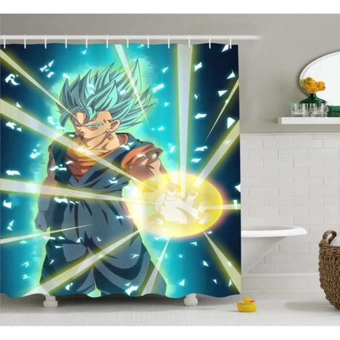 RIDEAU DE DOUCHE Boyyu Super Saiyan Dragon Ball Anime Rideaux De Douche sur Mesure Tissu Anti Moisissure Imperméable &Agr446