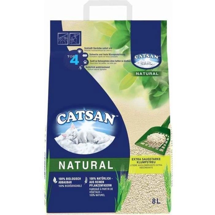 Catsan - Litière Natural Végétale Agglomérante pour Chat - 8L