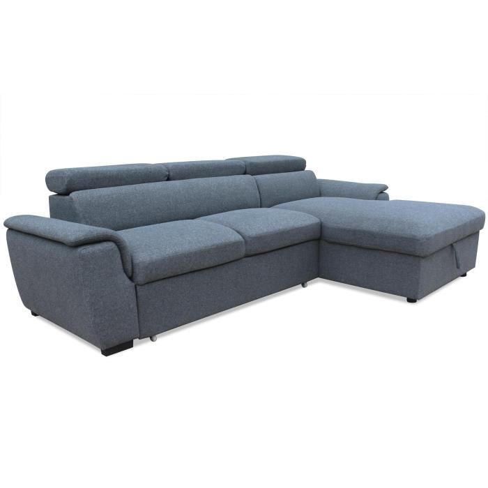 Canapé d'angle convertible Tinda Tissu Gris - Angle droit