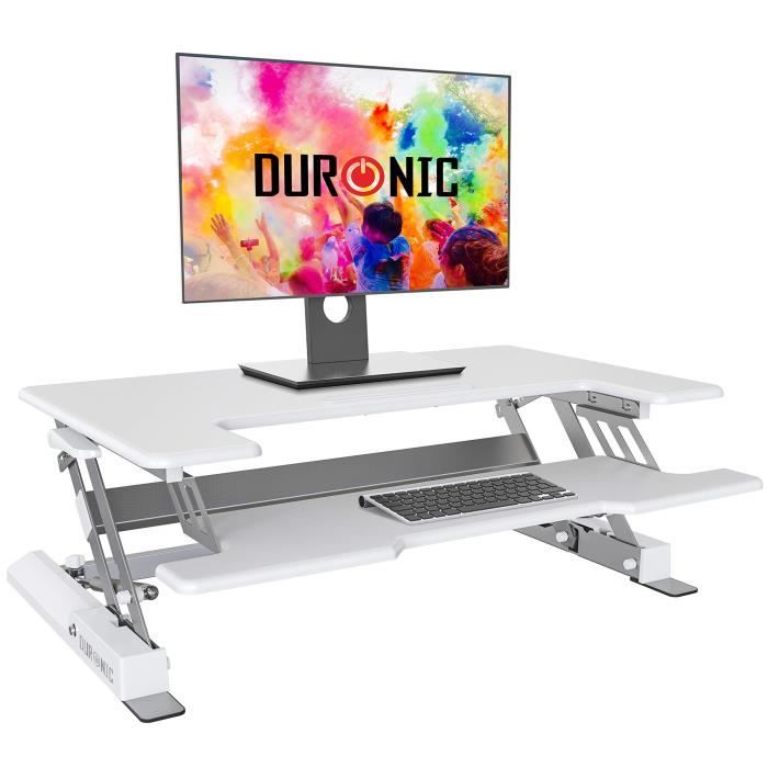 Duronic DM05D1 WE Poste / Station de travail assis-debout pour écran / clavier / souris / notes - Blanc - Hauteur ajustable 16 à 41