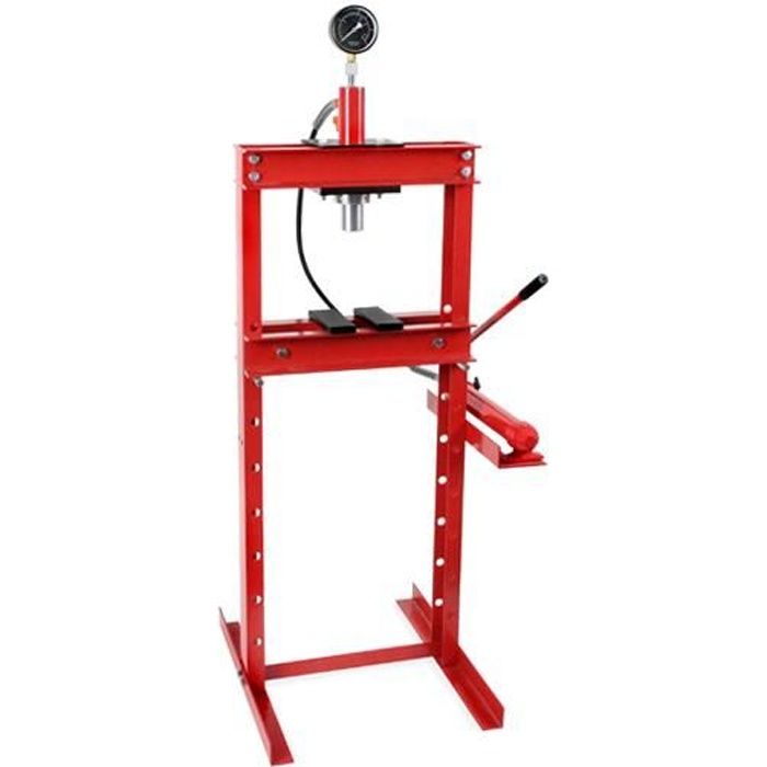 EBERTH 12T Presse hydraulique d'atelier avec Manomètre (635 mm Hauteur de travail, Réglable 8 niveaux, 425 mm Largeur de travail)