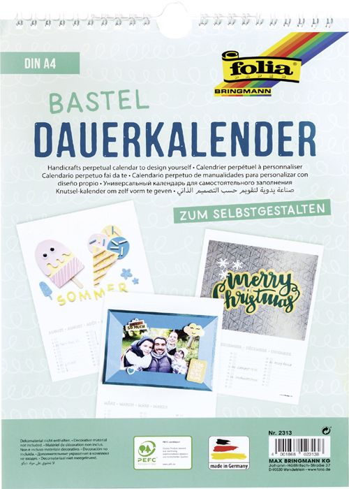 Folia Bring Homme ? Calendrier de bricolage A4 Blanc à monter soi-même - 2313