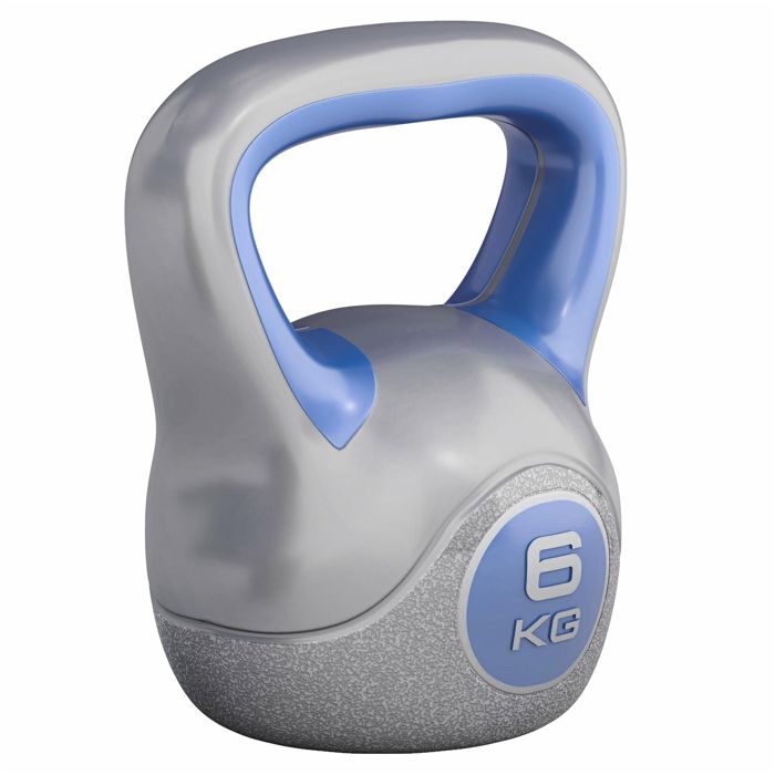 Kettlebell plastique STYLISH de 6 KG - haltère russe - couleurs : Gris / Bleu foncé