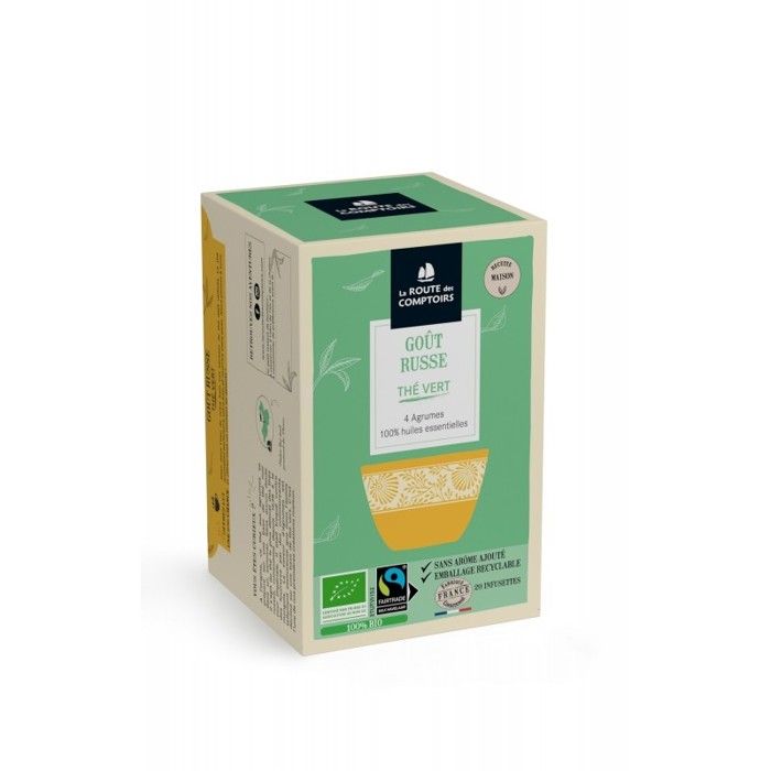 Thé Vert Bio goût Russe - La Route des Comptoirs - Boite de 20 sachets