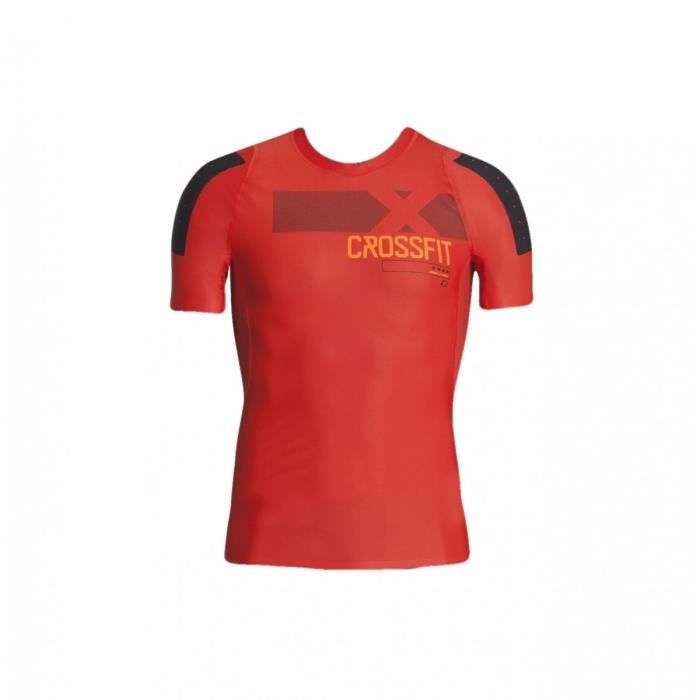 T-shirt compression de fitness/training Reebok Rcf Crossfit Ss Comp Rouge