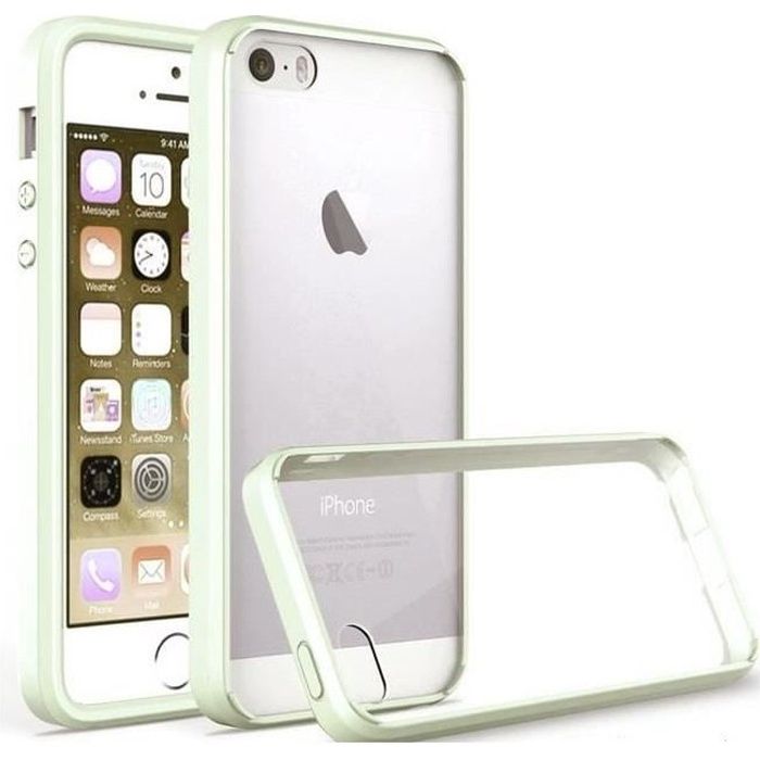 Coque iPhone SE (2016) Transparente Contour Blanc + Film écran
