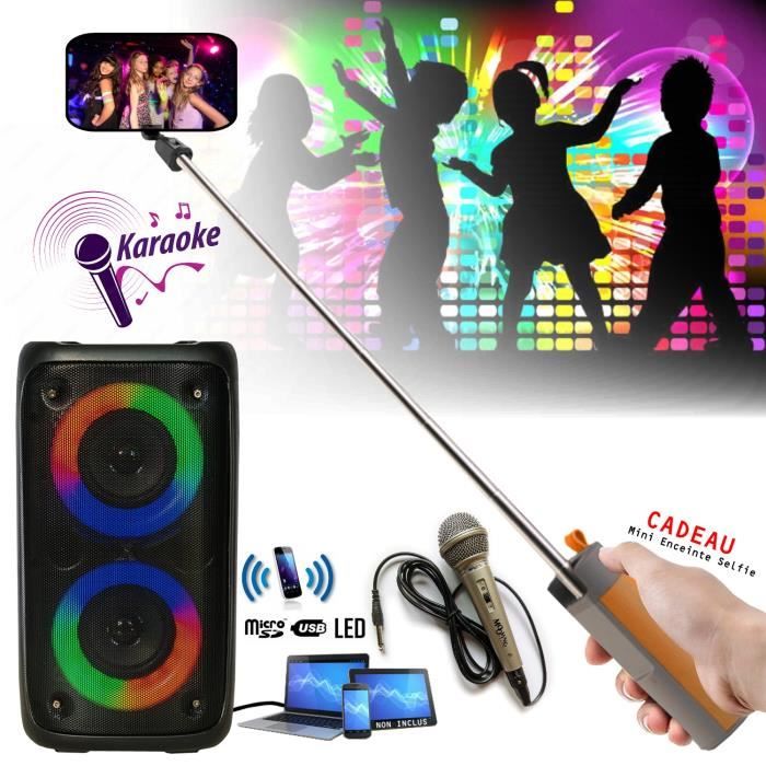 Enceinte enfant USB Blueooth Portable Karaoke PARTY LEO-250 sur Batterie - Micro - Enceinte Perche Selfie Cadeau - Boum Fête