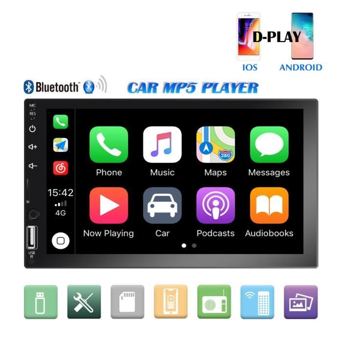 Double Din Car Stereo with Apple Carplay 7 inch Touch Screen Car MP5 Player with Android Auto Car Radio Bluetooth Rear View Camera