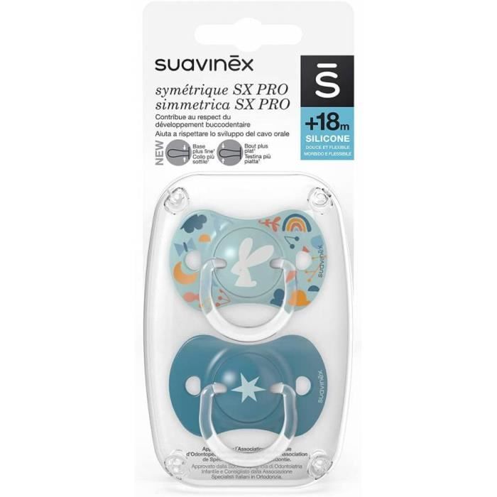 Suavinex Sucette Symétrique SX Pro +18m Into the Forest Bleu Lot de 2