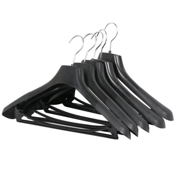 TRIXES Lot de 5 Cintres en plastique noir pour Vestes et Pantalons