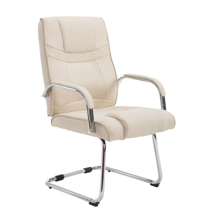Fauteuil de bureau sans roulettes accoudoirs chaise visiteur charge maximale 180 kg en tissu creme cadre en metal BUR10720 Fauteuil de bureau sans roulettes accoudoirs chaise visiteur charge maximale 180 kg en tissu creme cadre en metal BUR10720