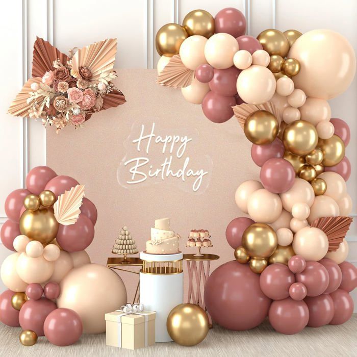 Arche à Ballons Rose Gold - 128 Pièces Pour Décoration Mariage, Anniversaire