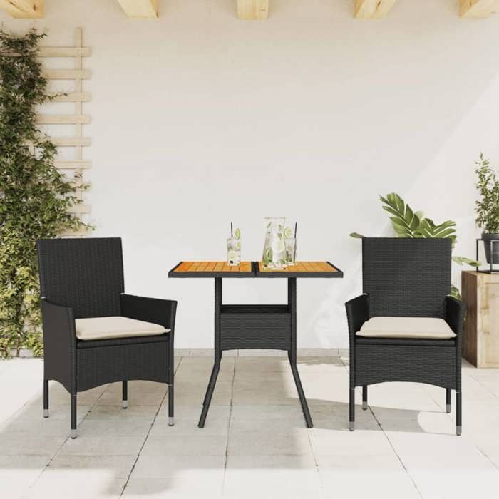 vidaXL Ensemble à manger de jardin avec coussins 3 pcs