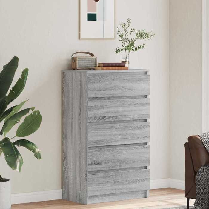 Commode/Buffet contemporain Sonoma gris 60x36x103 cm Bois dingénierie LL0000195487