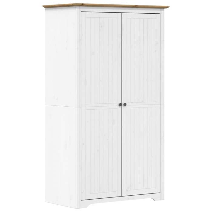Armoire MGH - Garde-robe Chambre - BODO blanc marron 99x535x173 cm - bois massif de pin M270