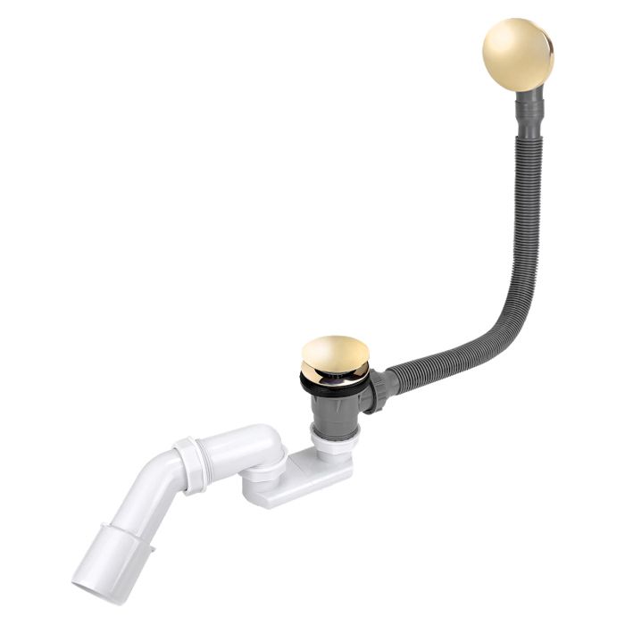 Siphon de baignoire - Instadrain - Clic-clac - Tuyau de trop-plein - Embouts dorés